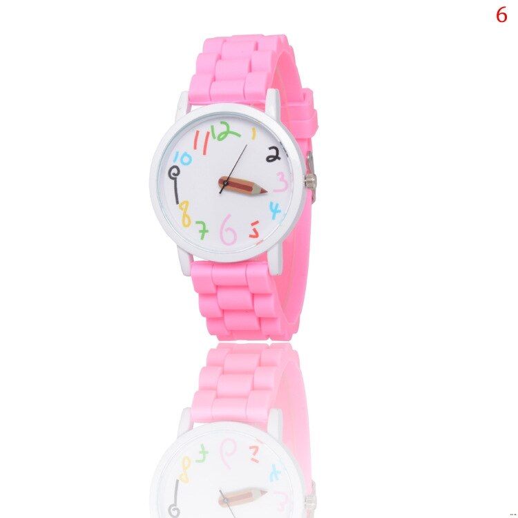 Fashion Geneva Children Quartz Watch Ladies Purple Silicone Strap Digital Pattern Alloy Dial Kids Watches Women Gift Boy Clocks