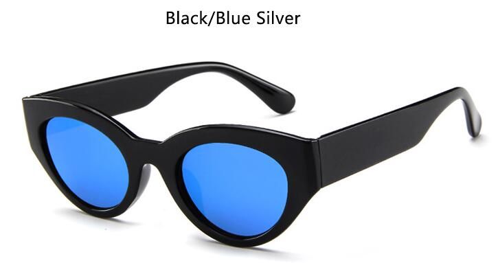 black silver blue2020 Plastic Vintage Luxury Sunglasses Women Black Small Oval Sun Glasses Cat Eye Shades For Women UV400 Female Cute Eyewear