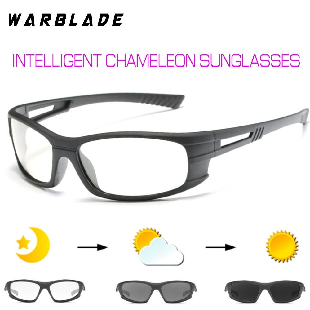 B1060WarBLade Photochromic Sunglasses Men Car Driving Goggles Polarized Sun Glasses Outdoor Sports Chameleon Discoloration Sunglasses