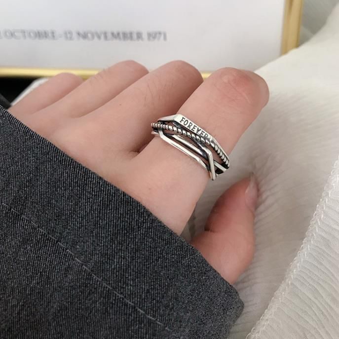 HUANZHI Vintage Silver Color Metal Punk Chain Cross Open Rings Belt Buckle Design Finger Rings for Women men Party Jewelry Gifts