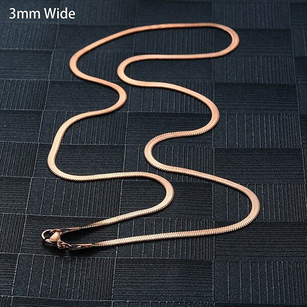 Flat Blade Chain Stainless Steel Necklace For Women Men Gold/Steel/Black/Rose Color Fashion Chain Jewelry Gift