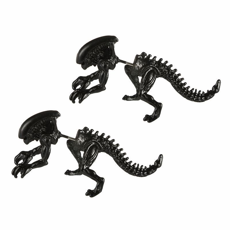 Crazy Feng New Punk Alien Shape Stud Earring For Women Black Gold Silver Color Alloy Stud Earrings Animal Earring Brincos