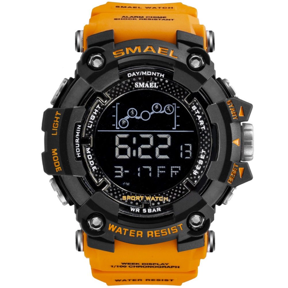 Men Outdoor Sports Waterproof Luminous Round Dial Electronic Wrist Watch