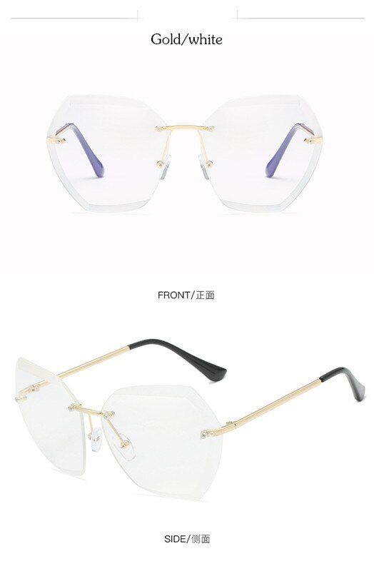 7741-8Accalia 2021 pink Metal Goggle Rimless Sunglasses Women Ocean Lens Classic Brand Designer Men/Women Sun Glasses Women UV400 Box