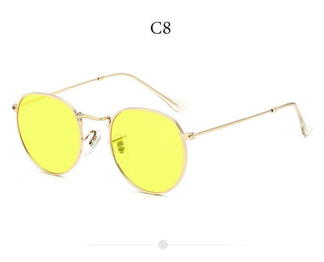 3447 C8Luxury brand Round Metal Style Mirror Sunglasses Men Women Vintage Retro Brand Design Sun Glasses Oculos De Sol