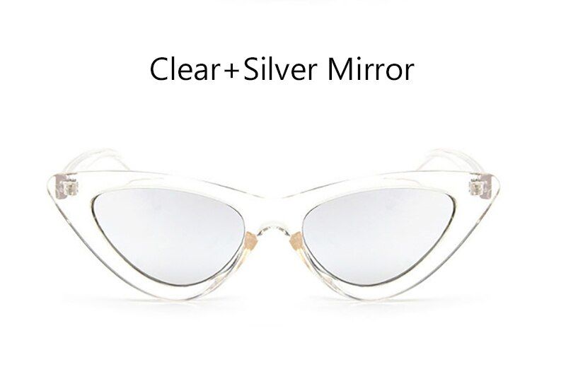clear Silver MirrorRetro Fashion Cat Eye Sunglasses Women Vintage Ladies Sun Glases Cateye Glasses Female Holiday Eyewear oculos feminino UV400