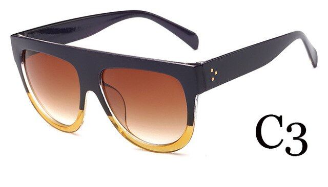 C32020 Fashion Ladies Big Frame Cat Eye Sunglasses Woman Flat Top Mirror Sun Glasses French brand Design Tom Female Oculos UV400