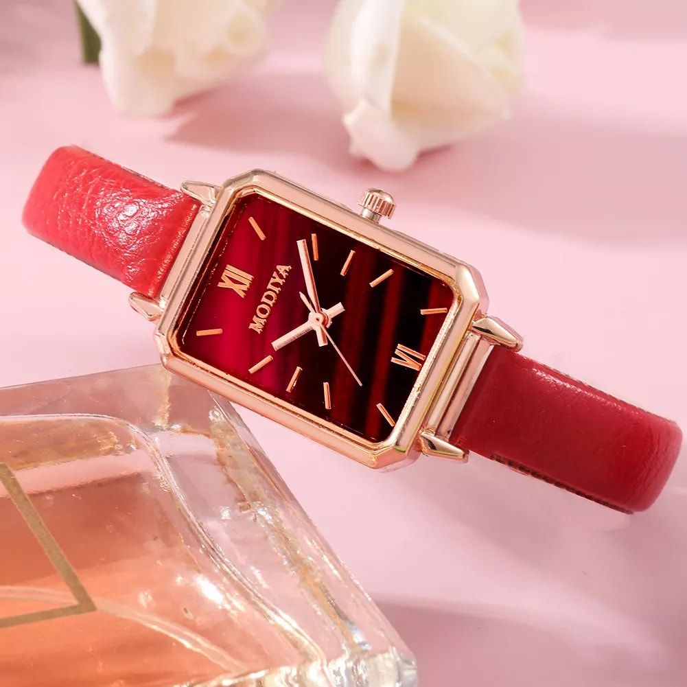 Lather Watch For Girls BLACK.Red Browan - Watch For Women