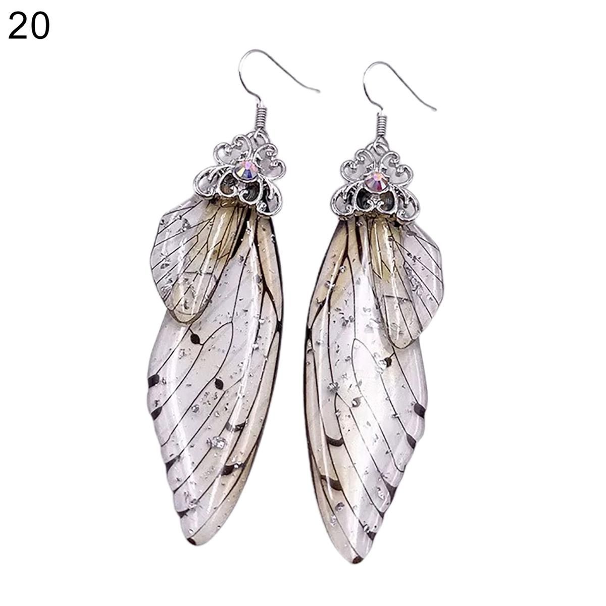 Women Fashion Earrings Rhinestone Insect Butterfly Wing Ear Hook Jewelry Gift