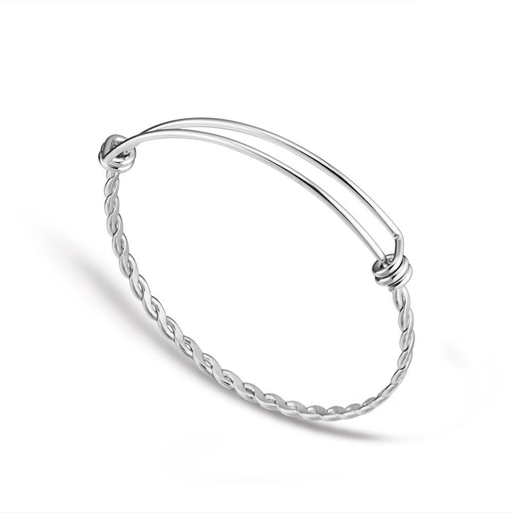 20pcs/lot Stainless Steel DIY Charm Bangle 50-65mm Jewelry Finding Expandable Adjustable Wire Bangles Bracelet Wholesale