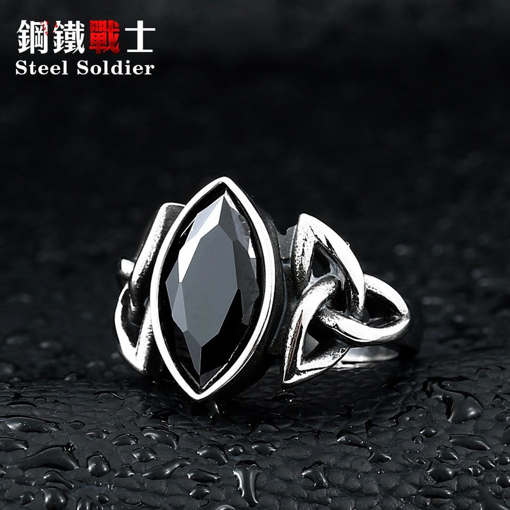 steel soldier film style men thor ring with blue stone fashion high quality 316l stainless steel jewelry