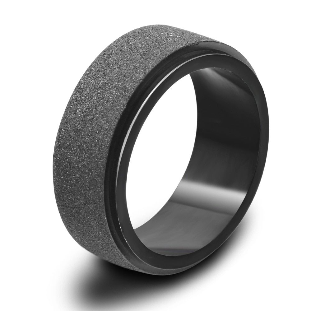 Arrivals Matte Black Rings Men Jewelry Vintage Stainless Steel Big Biker Ring for Women Bulgaria Jewelry Wide 8mm