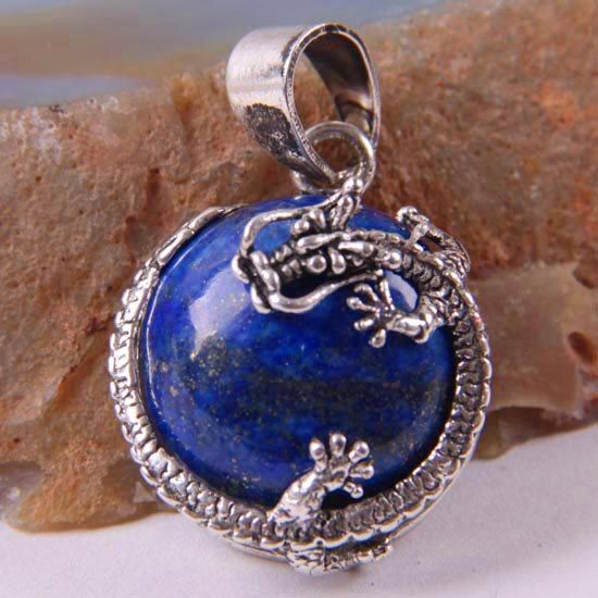 1Pcs Necklace Pendant Black Onyx Opal Rose Crystal Tigereye Purple Crystal Natural Stone Round Bead Dragon