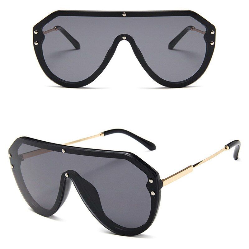 BlackNew EU US Fashion Flat Top Oversized Men Sunglasses Women Classic Shades Sun Glasses Female Big Square Eyewear UV400