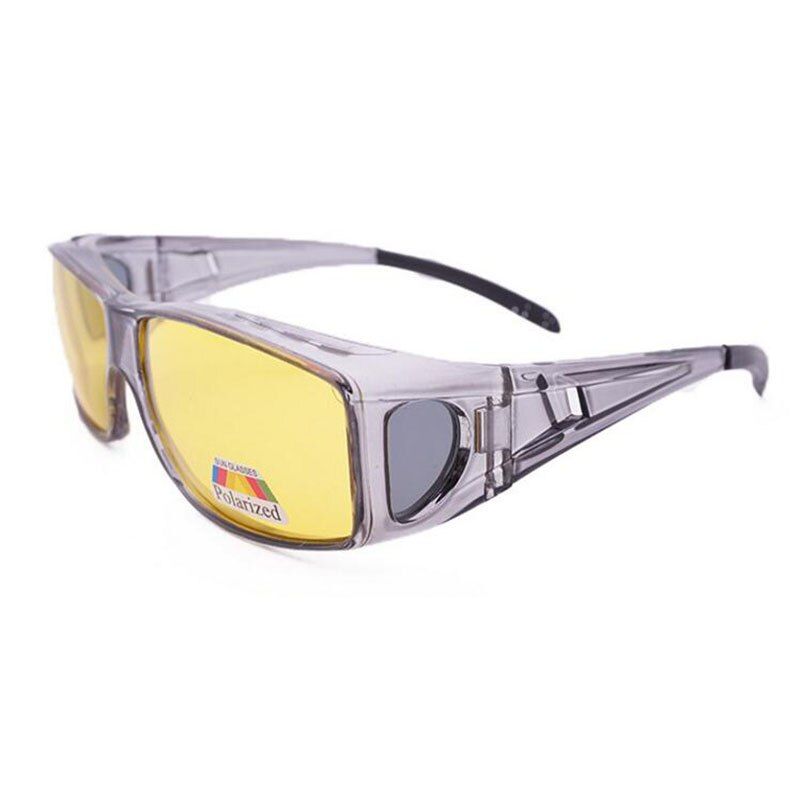 gray frame yellowNew Men Polarized Lens Driving Fishing Sunglasses Cover For Myopia Glasses POLAROID Sun Glasses Oculos De Sol Masculino