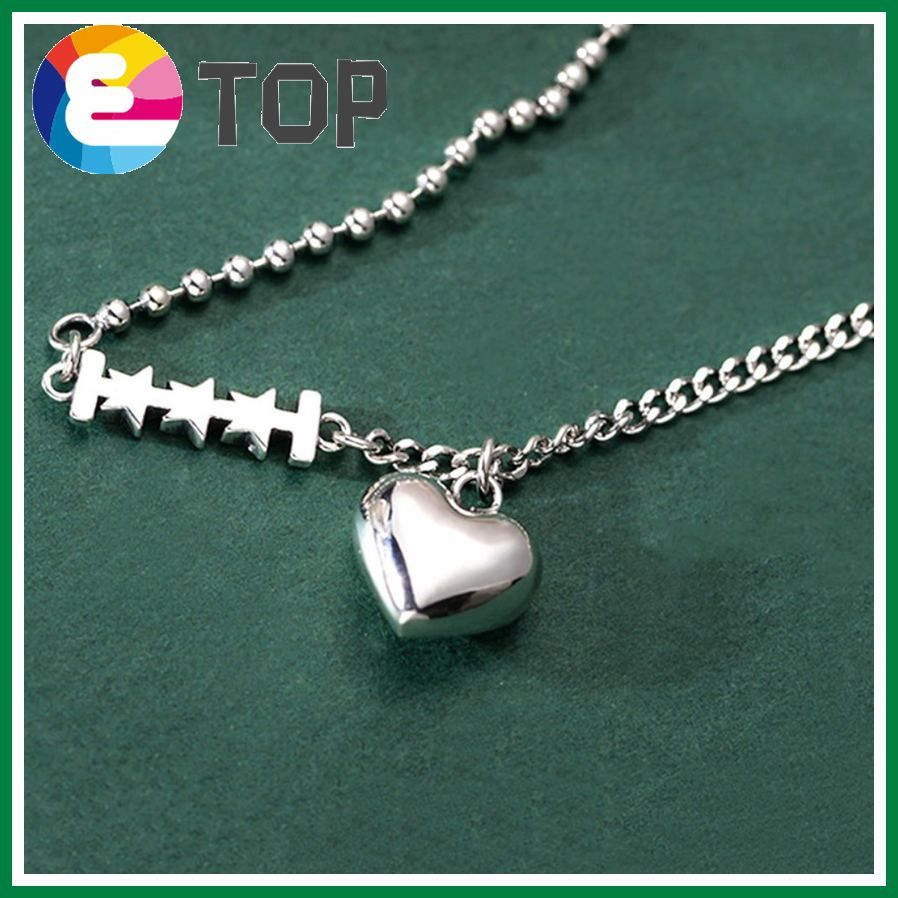 Korean Of The Stitching Star Love Necklace Simple Creative Mori Heart-Shaped Pendant Collarbone Necklace Retro Jewelry