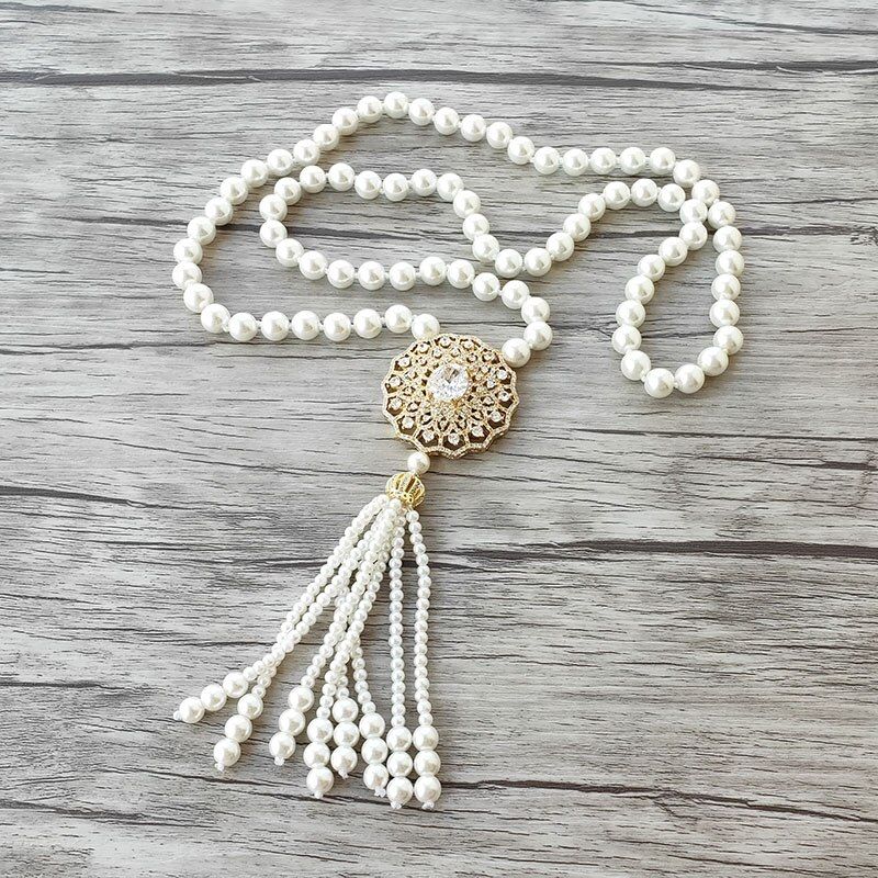1Pcs Handmade golden charm Pendant zircon CZ Micro pave Connector,Natural Shell Pearl Beads Chain tassels Women Jewelry Necklace