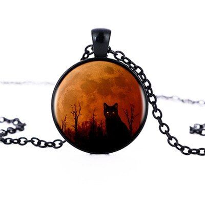 Black Cat Logo Pendant Necklace Handmade Resin Vintage Necklace Jewelry Gift For Women Girls Dress Accessories And Men Gift HZ1
