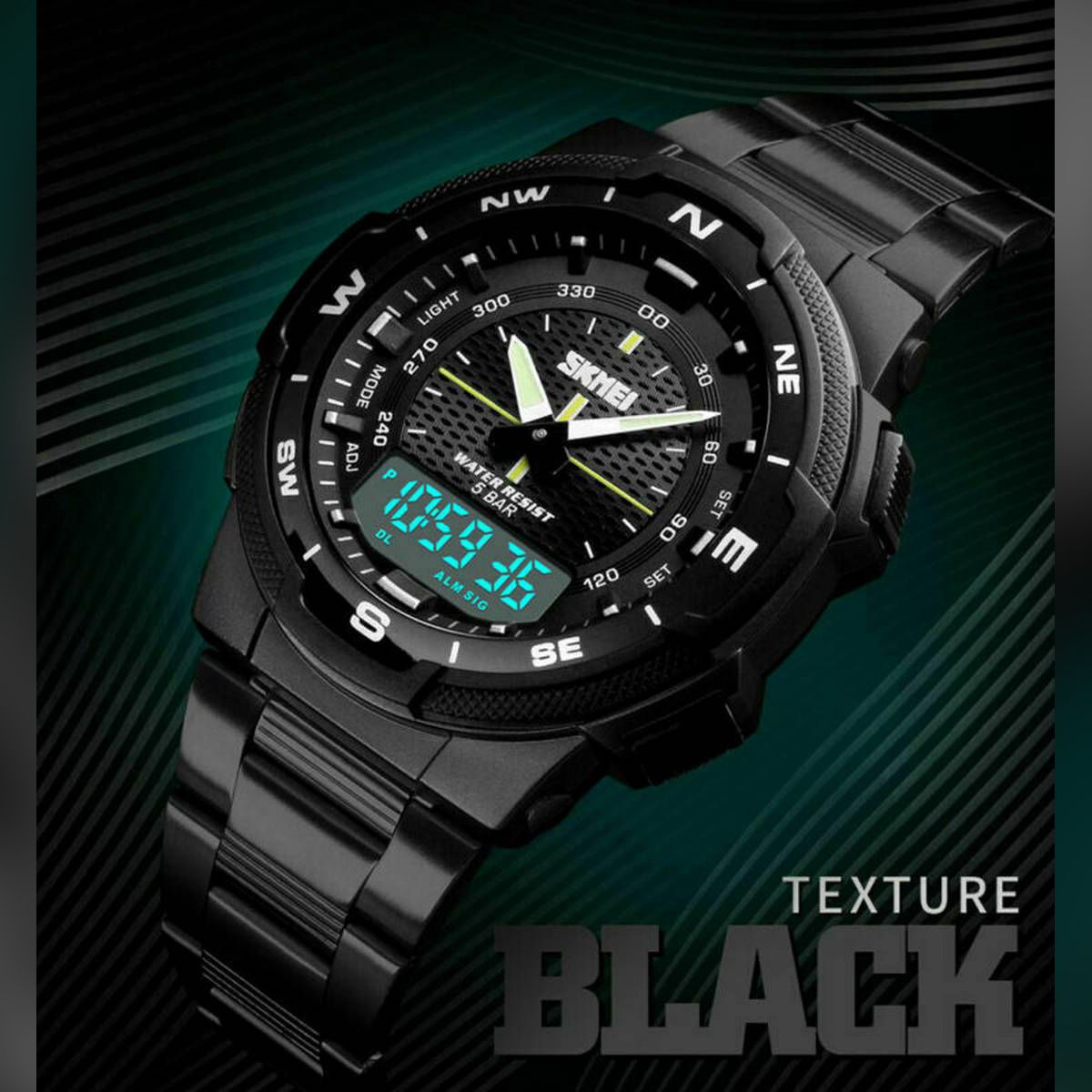 SKMEI Men's Watch Fashion Quartz Sports Wristwatch Stainless Steel Band