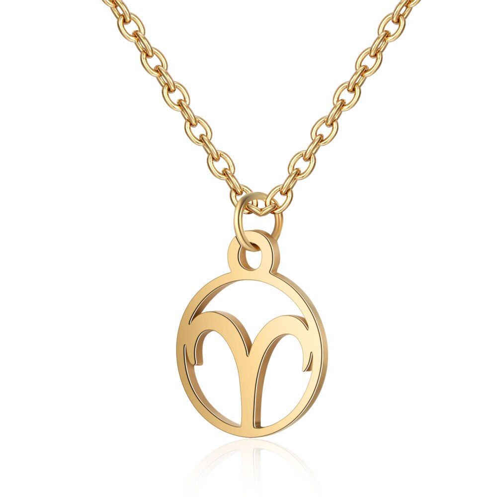 12 Constellation Star Necklace Women Stainless Steel Jewelry Zodiac Astrology Gold Leo Cancer Baby Girls Statement Necklaces