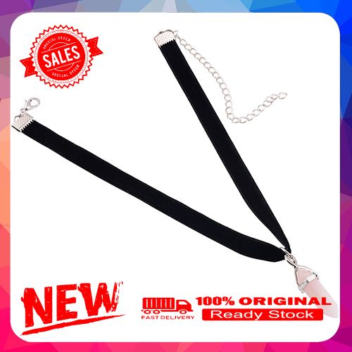 Women's Rhombus Pendant Black Flocked Cloth Collar Choker Punk Style Necklace