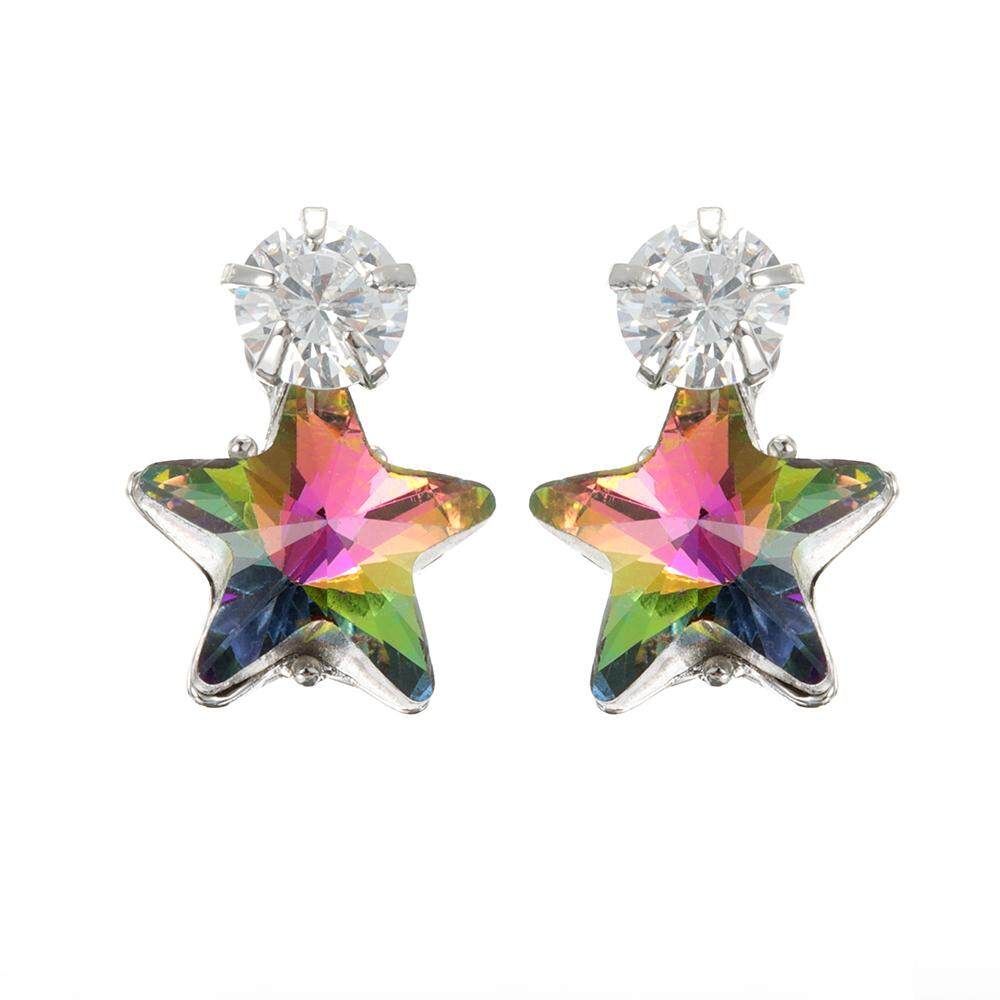 Simple Star Stud Earrings Dazzling Cubic Zirconia Star Crystal Piercing Earrings for Women
