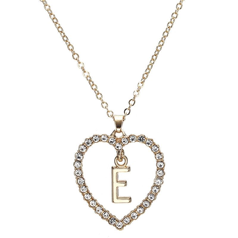 Romantic Love Pendant Necklace For Girls Women Rhinestone Initial Letter Necklace Alphabet Gold Collars Trendy New Charms Kolye