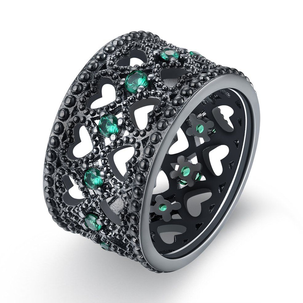 LKN18KRGPR1021 Women Heart Shape Hollow Out Ring Wedding Bafor Anniversary