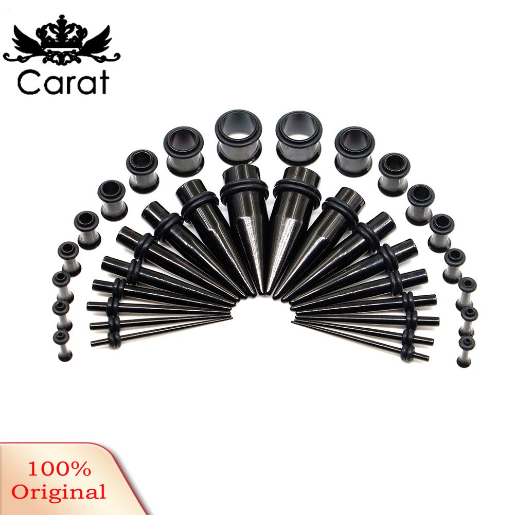 36Pcs Stainless Steel Pointed Cone Stretching Ear Tunnel Plugs Tapers Jewelry