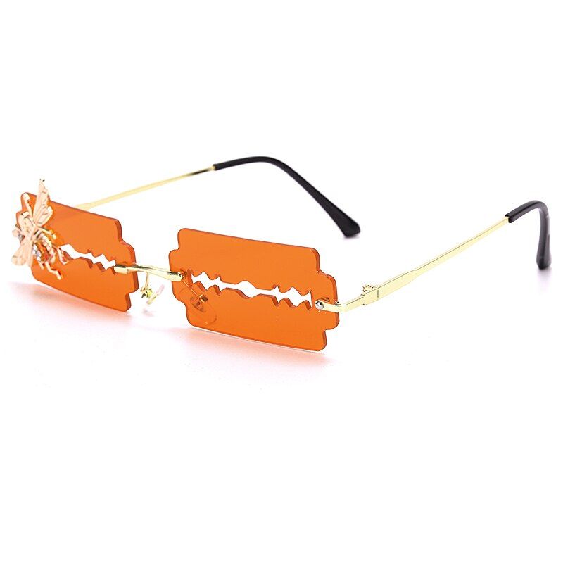 2Hollow steampunk sunglasses ladies retro bee frameless sunglasses men's small frame trend retro sunglasses