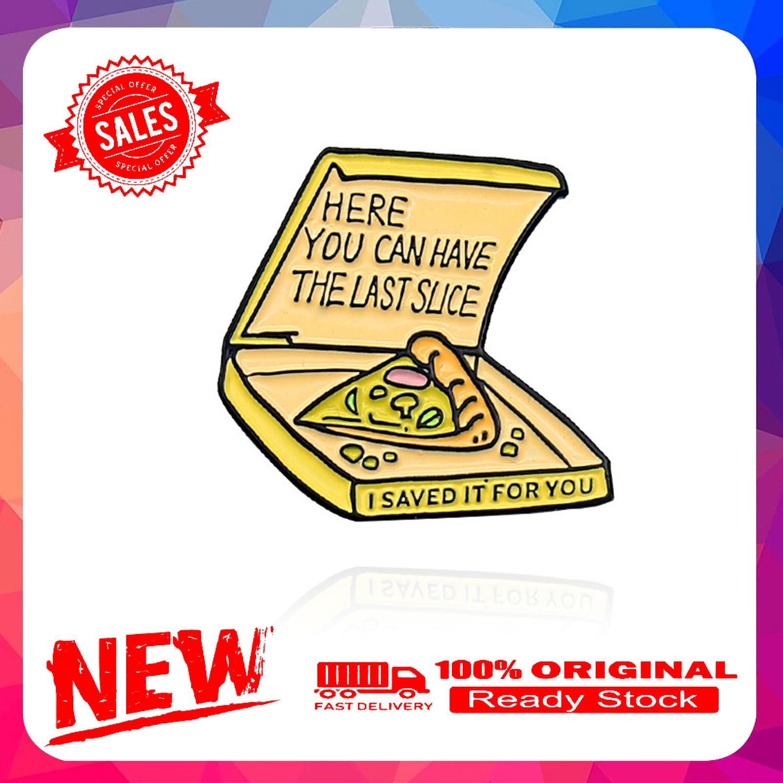 Brooch Pin Letters Engraved Decorative Sliced Pizza Enamel Lapel Pin Jewelry for Bag