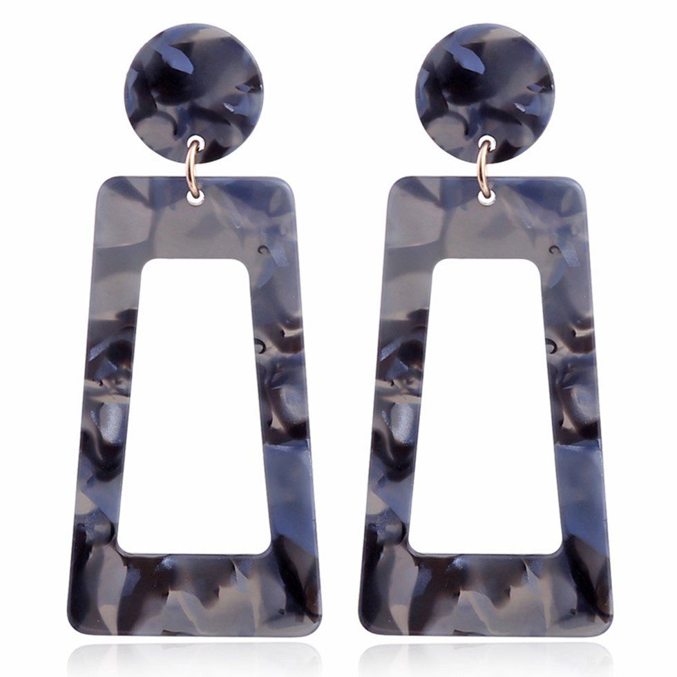 SE Women Exaggerated Geometric Strips Multi-Colored Earrings Earrings Jewelry -gray