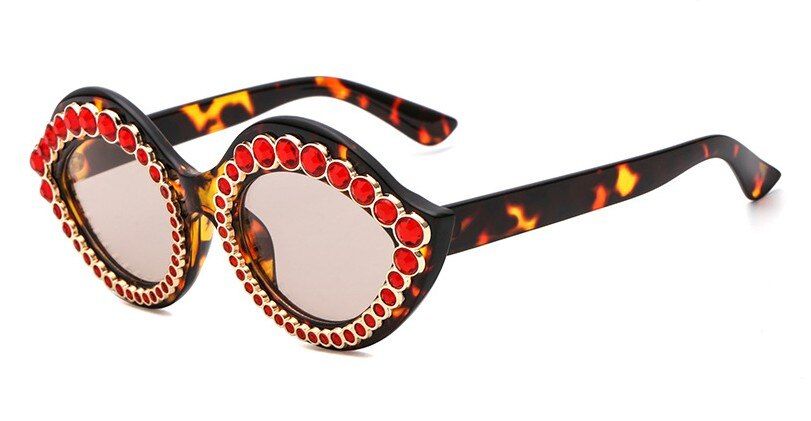 leopard red45379 Lip Leopard Red Crystal Surround Sunglasses Women Brand Glasses Designer Fashion Party Female Shades