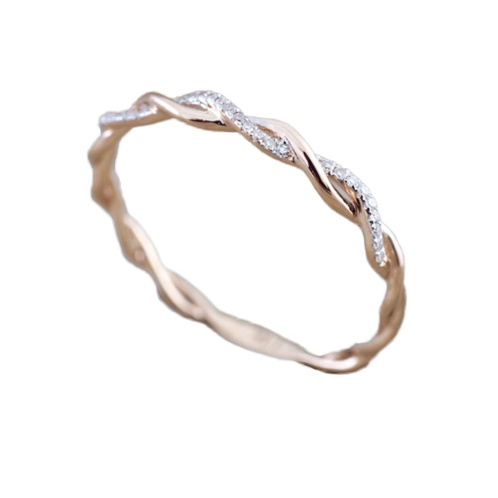 Fashion Simple Chic Elegant Rings For Women Thin Rose Gold Color Twist Rope Stacking Wedding Rings bijoux #268734