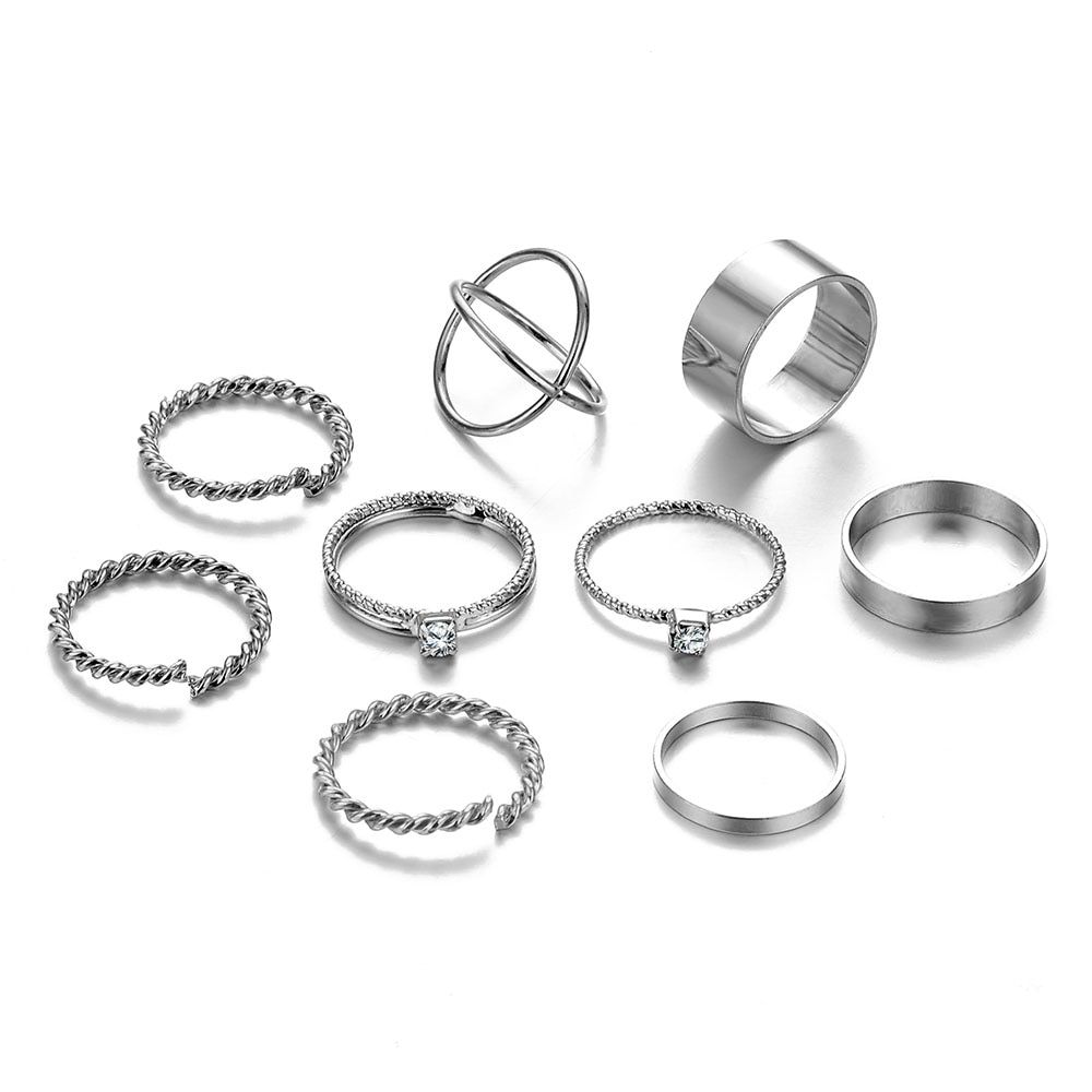 8 Pcs/Set Simple Design Round Gold Color Rings Set For Women Handmade Geometry Finger Ring Set Female Jewelry Gifts