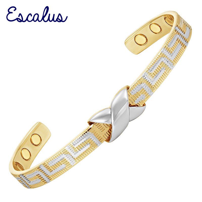 Escalus Maze Pattern Pure Copper Neodymium Magnetic Women Bangle Powerful Bio Health Healing Men Charm Bangle Wristband