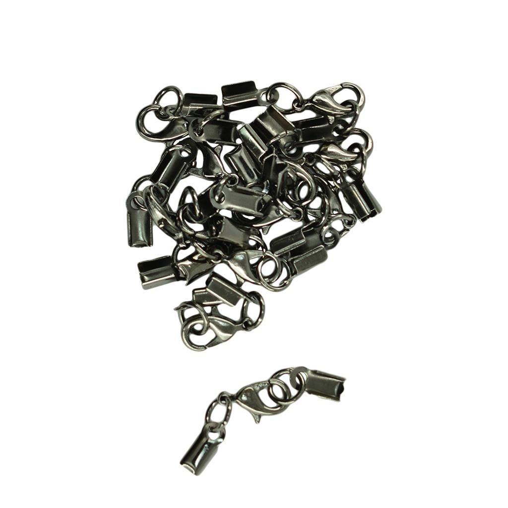 2X 12Pcs Brass Ribbon Crimp Ends Lobster Clasp DIY Jewelry Findings Crafts