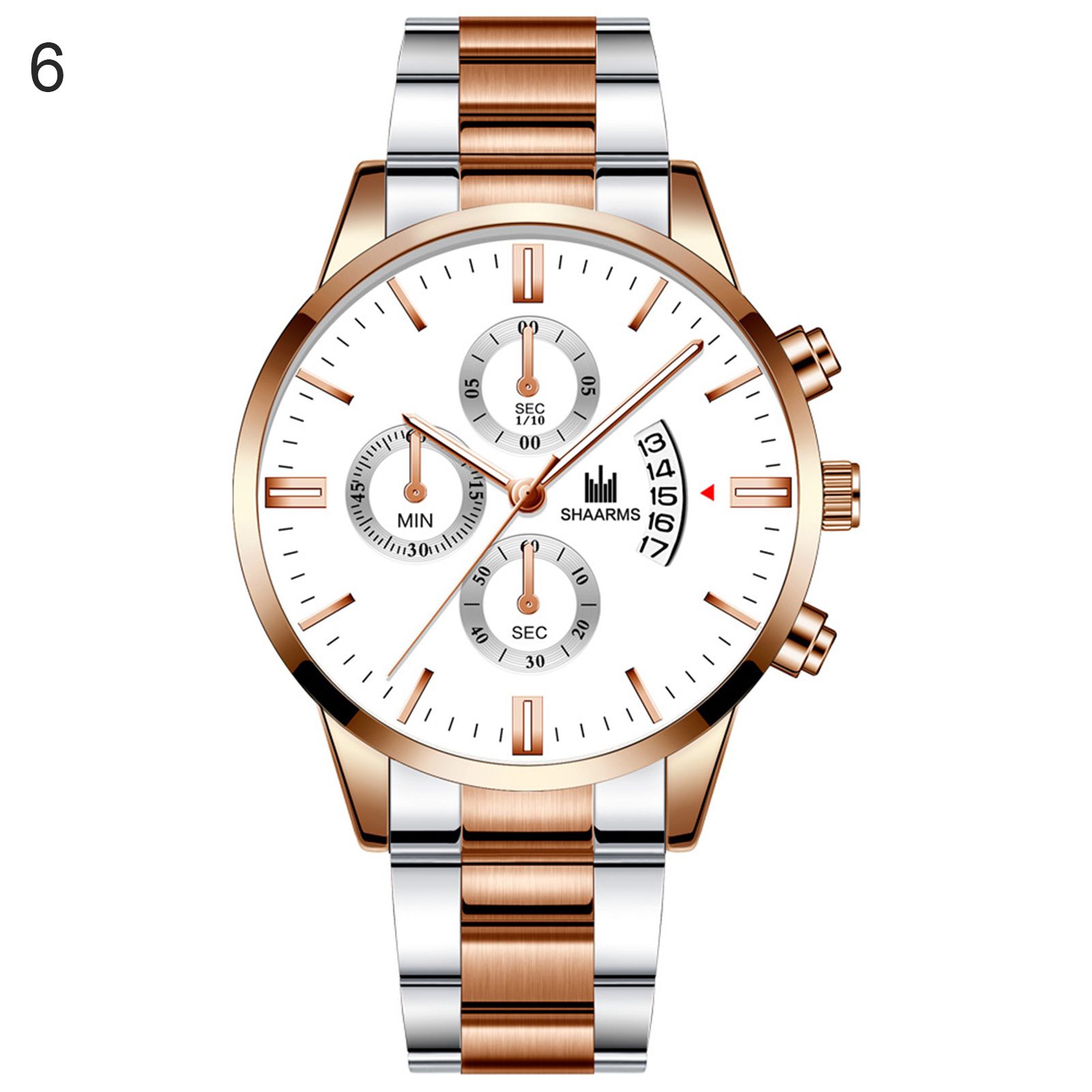Simple Men Quartz Movement Watch Steel Band Calendar  Wristwatch