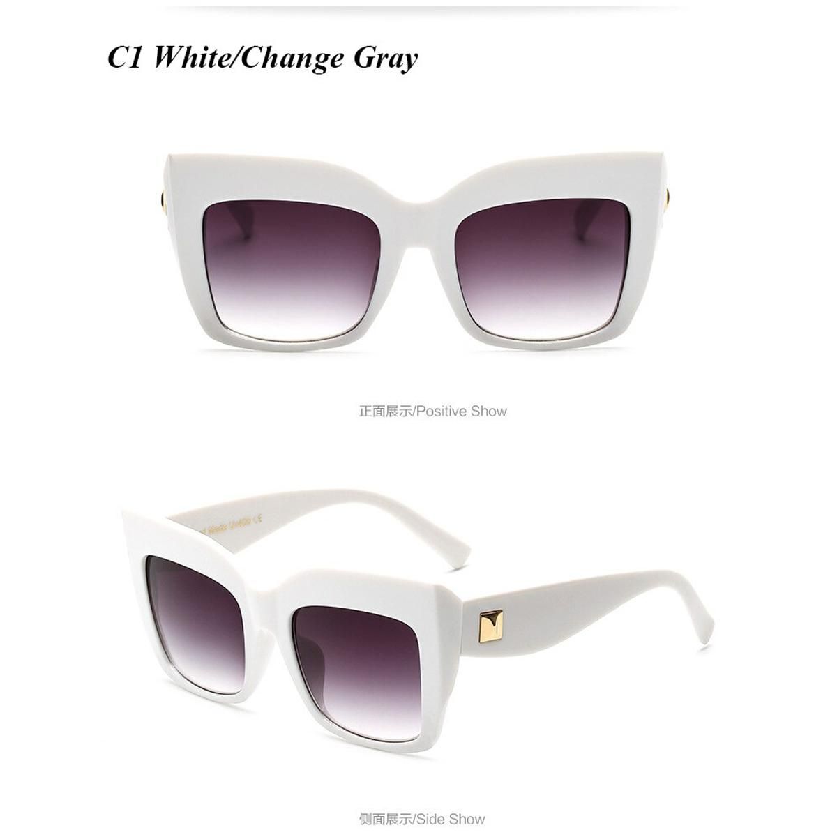 C1 With PU Bag-Clothmimiyou 2018 Square Women Sunglasses Oversized Eyewear Vintage Fashion Female Eyeglasses Men Sun Glasses Brand Shades oculos