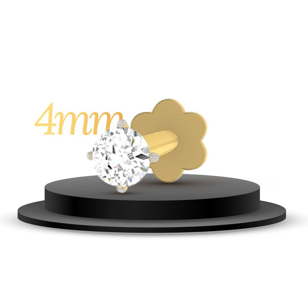 Gold Plated Nose Pin CUBIC ZIRCONIA STONE- 4mm