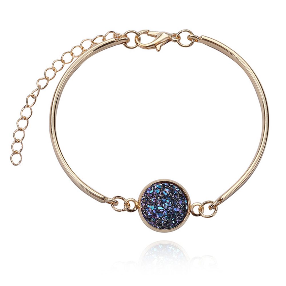 Fashion Bangles Natural Geode Stone Jewelry Rhinestone Pave Women Bracelet Gift