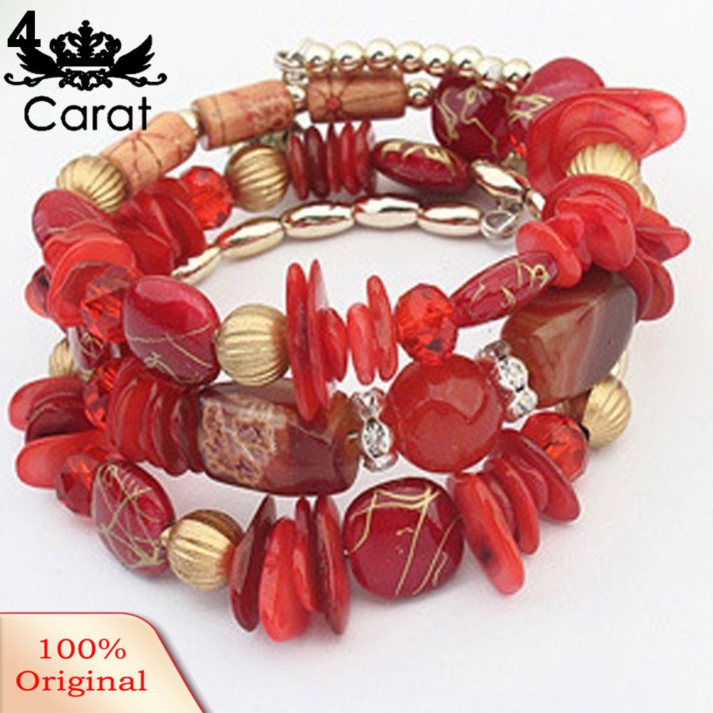Women\'s Fashion Bohemian Multilayer Alloy Resin Beads Brelet Decoration Gift