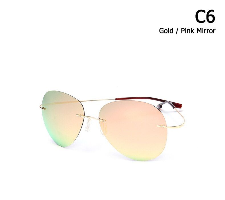 C6JackJad 2021 Fashion Rimless Aviation Titanium POLARIZED Sunglasses Ultralight Driving Brand Design Sun Glasses Oculos De Sol