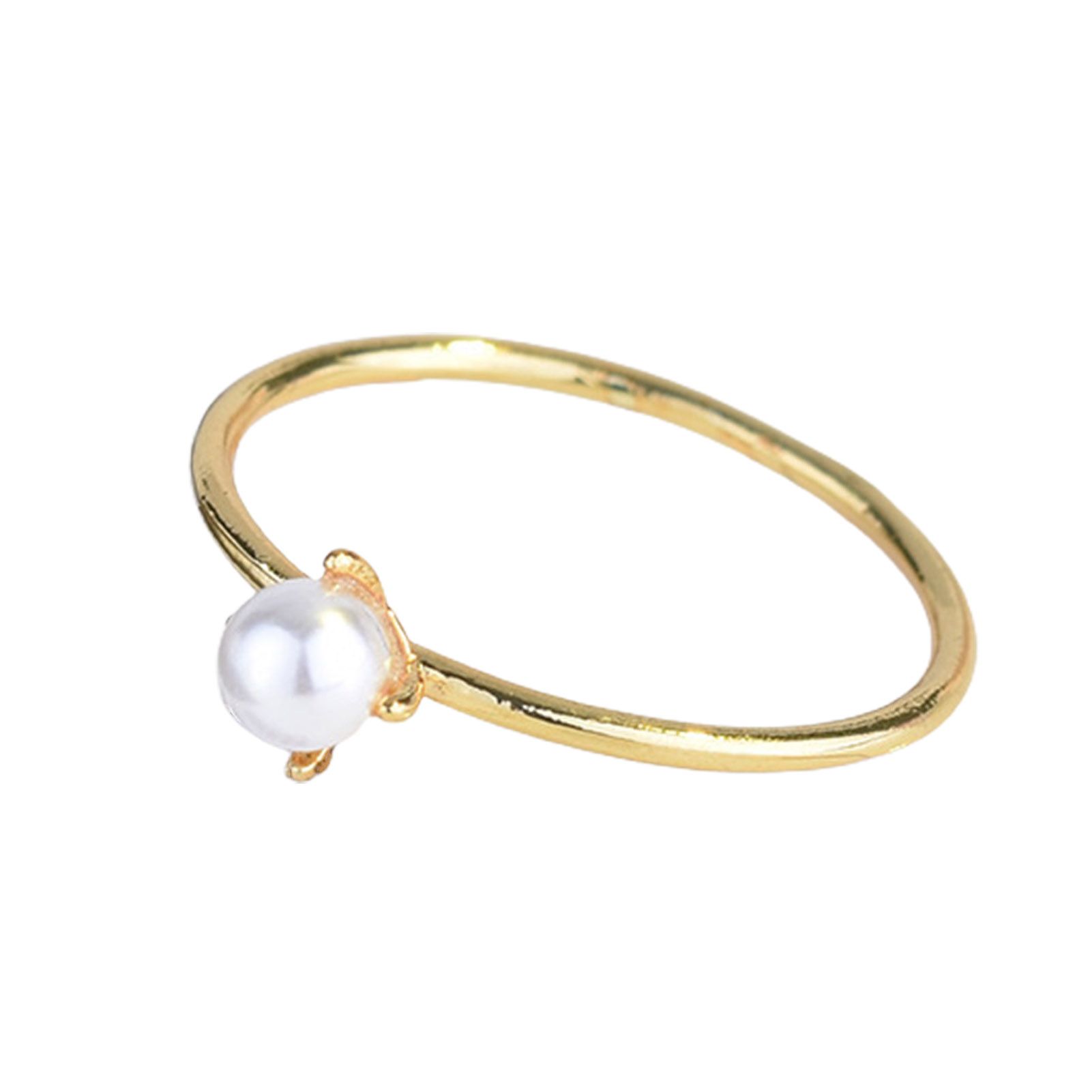 Women Ring Attractive Decorative Mini Faux Pearl Finger Ring for Engagement