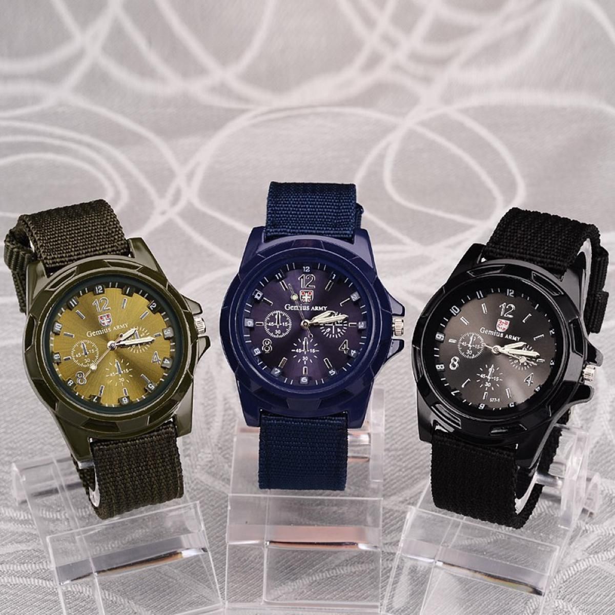 Fashion Sports Mens Arabic Numbers Adjustable Nylon Strap Analog Quartz Watch