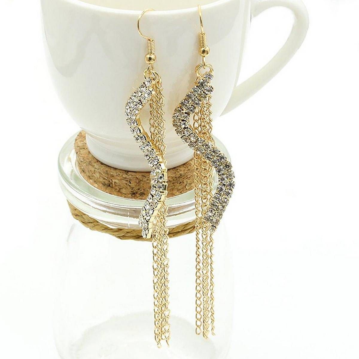 JO Korean Type Earrings Alloy Geometric Elements Round Earrings Gift Alloy228 - golden