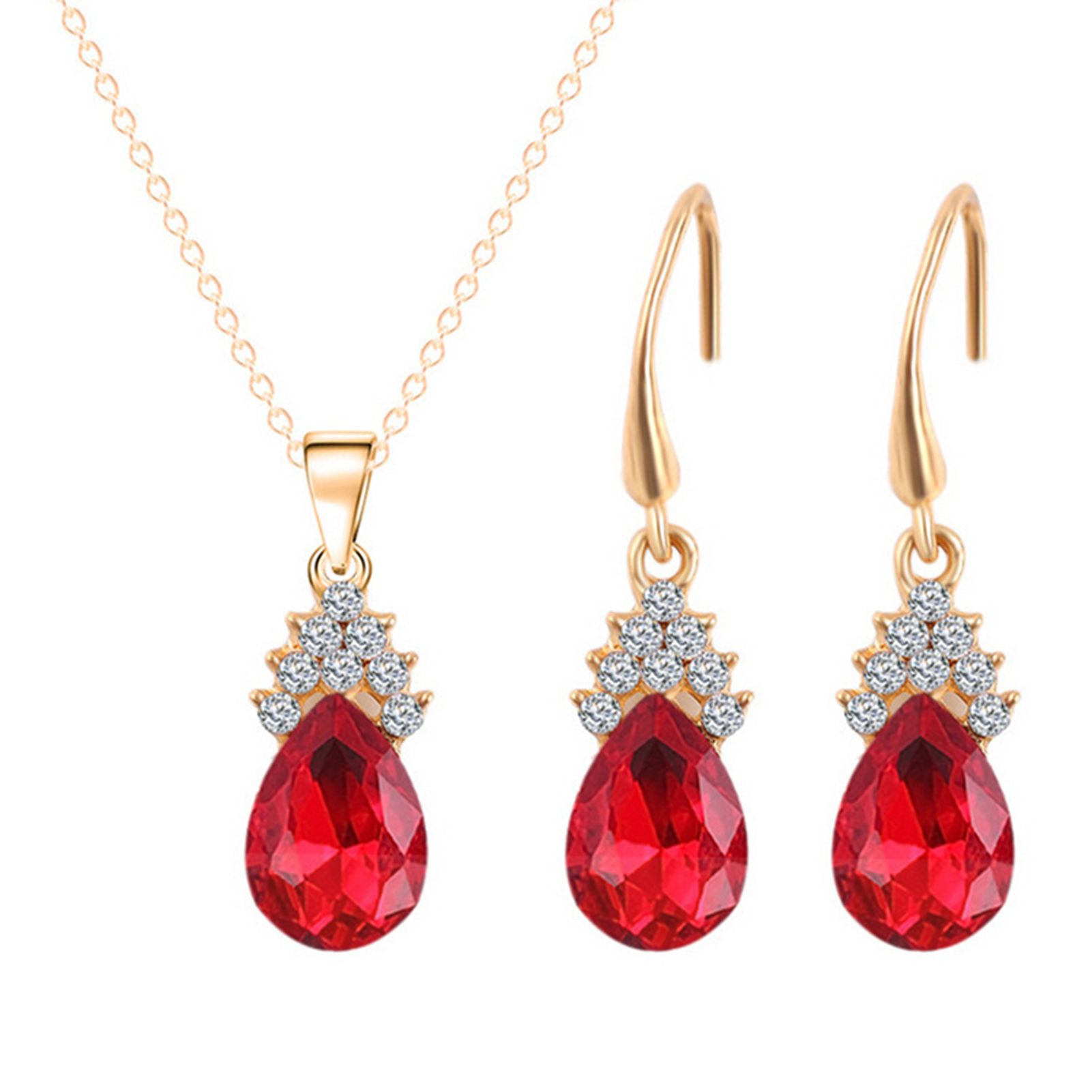 Pendant Necklace Earrings All-Match Shiny Luxury Women Jewelry Set