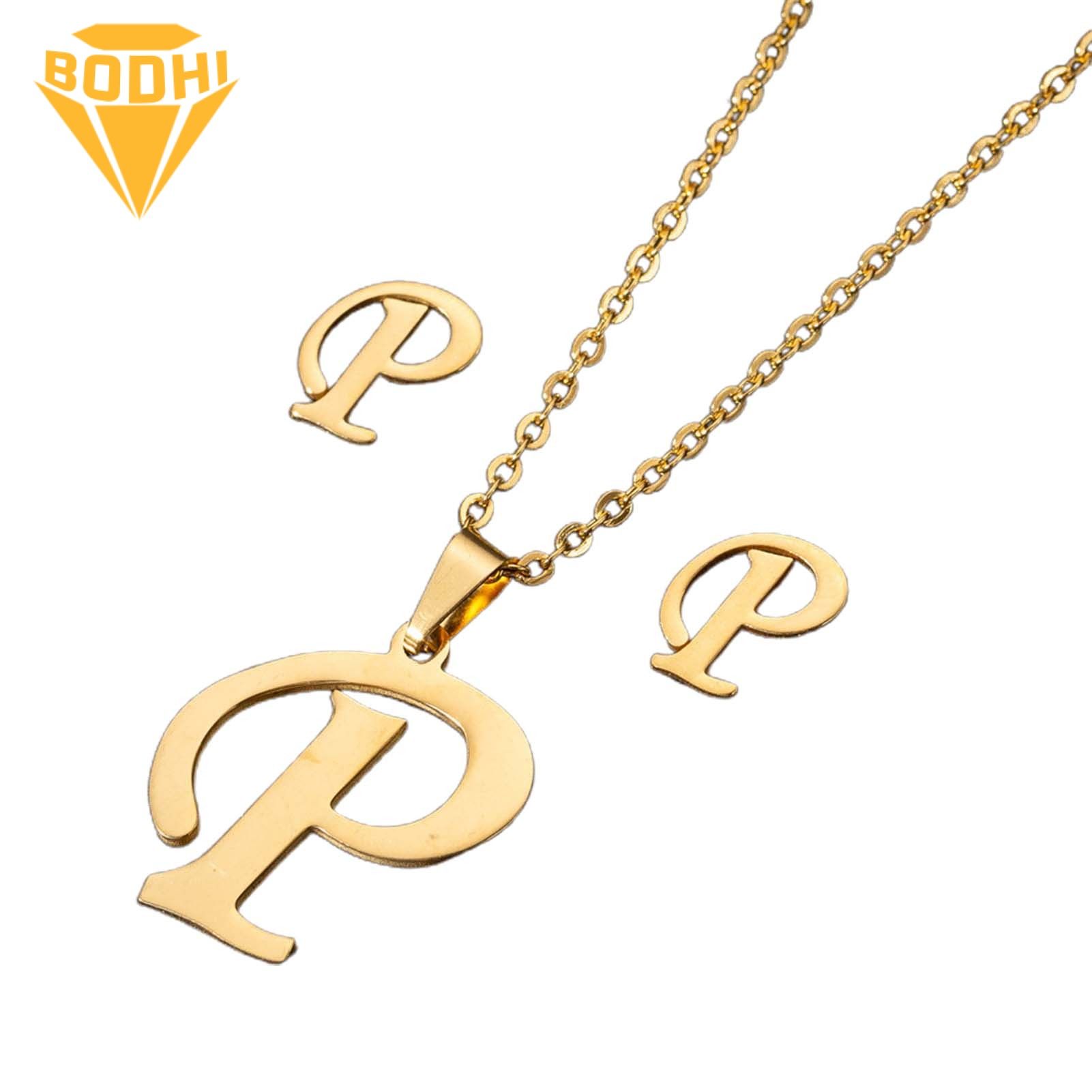 Alphabet Neck Chains Sensitive Ears Friendly Initial Pendant Alphabet Neck Chains Earrings