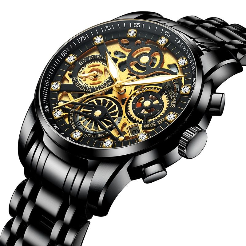 2021 Ruizhiyuan Hollow Watch Men's Steel Band High-grade Quartz Luminous Waterproof Trend Quartz Watch