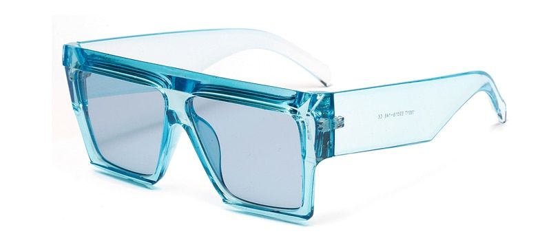 clear blue as show in photoPeekaboo oversized square sunglasses thick frame 2019 black leopard blue pink transparent sun glasses for women rectangular